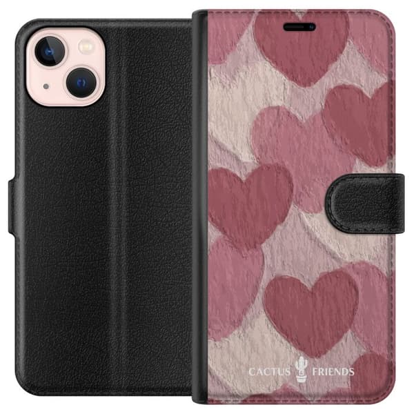 Kompatibelt Lommeboketui til Apple iPhone 13 mini Cactus and Friends - Blush papirhjerter