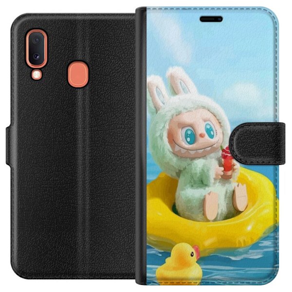 Samsung Galaxy A20e Tegnebogsetui Labubu Stripe Attack - Striber møder monstre