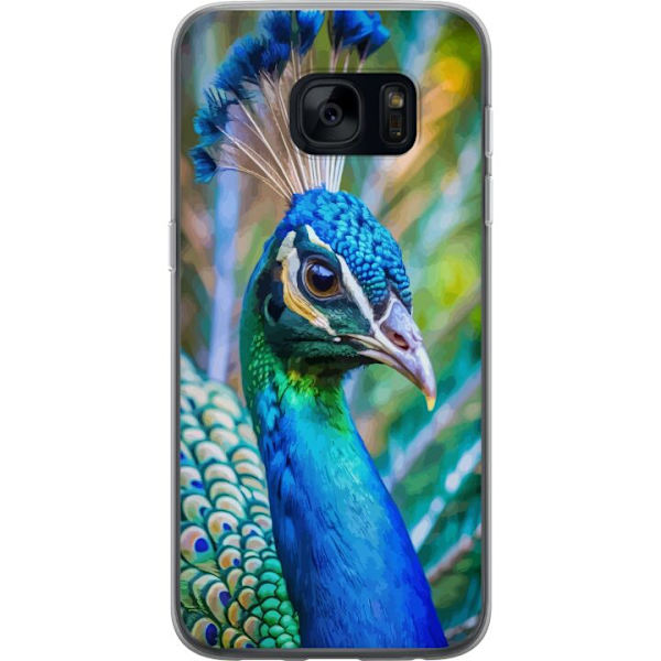 Samsung Galaxy S7 Gennemsigtig cover Påfugle Fjer Farverig Design Fuglemotiv Eksotisk Grafisk Motiv Natur Luksuriøs Dekoration