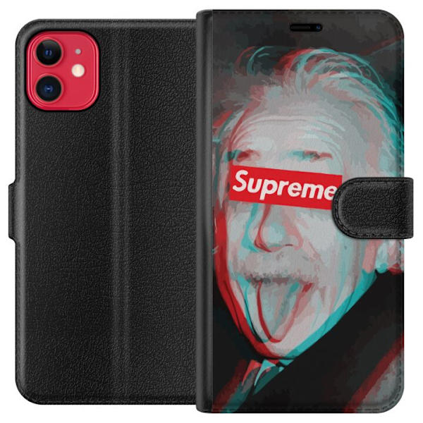 Apple iPhone 11 Plånboksfodral Supreme Albert Einstein 3D Motiv Streetwear Design Populär Vetenskap Ikoniskt Grafiskt Urban Art
