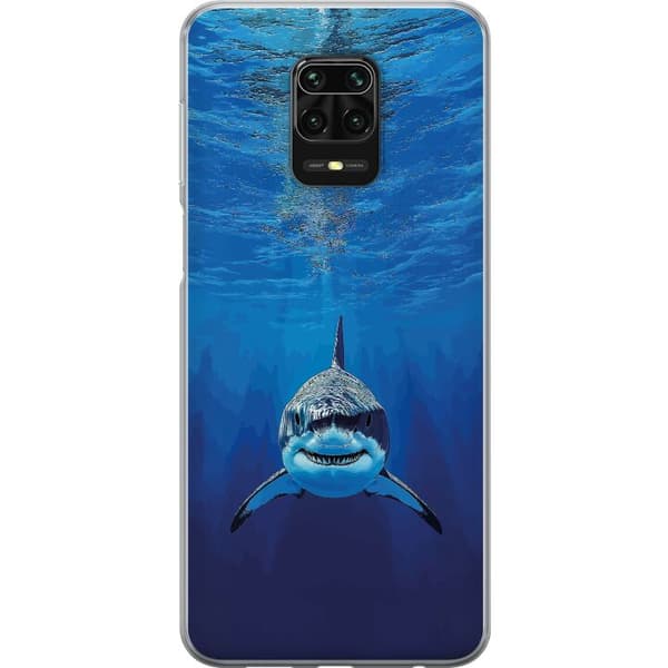 Kompatibelt Mobilskal till Xiaomi Redmi Note 9S Närbild av en vithaj under vattnet blå