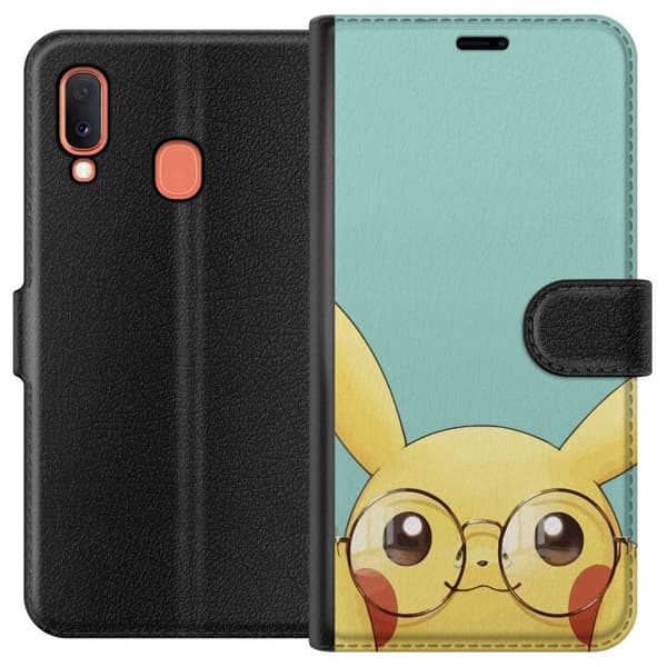 Kompatibelt Plånboksfodral till Samsung Galaxy A20e Pikachu glasögon
