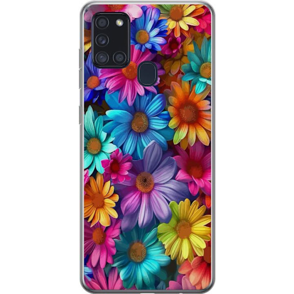 Samsung Galaxy A21s Genomskinligt Skal Gerbera Blommor Färgglad Dekor Blommotiv Populärt Heminredning Färg Rik Väggkonst Design