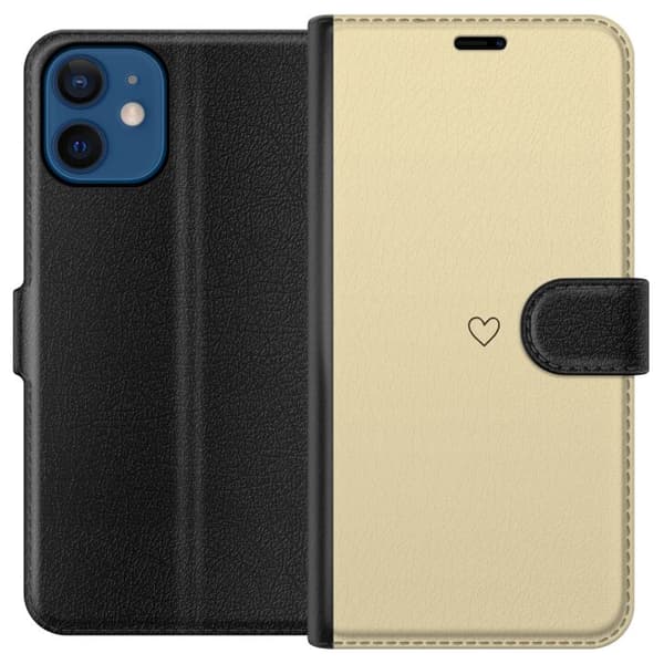 Kompatibelt Plånboksfodral till Apple iPhone 12 Hjärta Gul