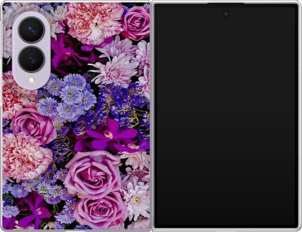 Kompatibelt Mobildeksel til Samsung Galaxy Z Fold8 Rosa och lila blommor rosa