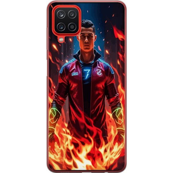 Samsung Galaxy A12 Gennemsigtig cover Ronaldo Inferno - fodboldhelt i flammer