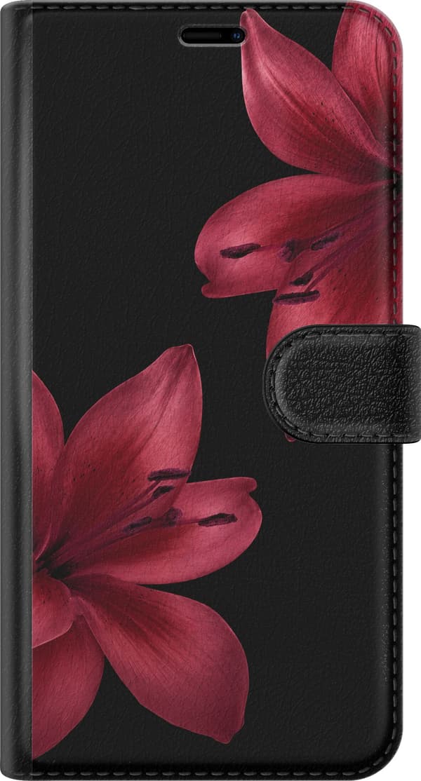 Kompatibel Tegnebogsetui til Sony Xperia 10 VI Sort liljegrafik sort