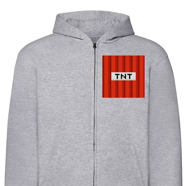 Zip-Hoodie | Huvtröja med Dragkedja för Vuxna Minecraft TNT grå XL