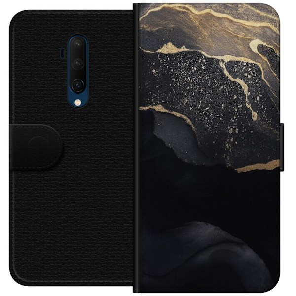 OnePlus 7T Pro Tegnebogsetui Sort guld abstrakt