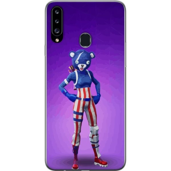 Samsung Galaxy A20s Läpinäkyvä kuori Fortnite - Karhu