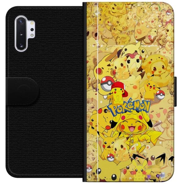 Kompatibel Tegnebogsetui til Samsung Galaxy Note10+ Sød Pikachu-collage med Pokémon-tema i bløde gule nuancer gul