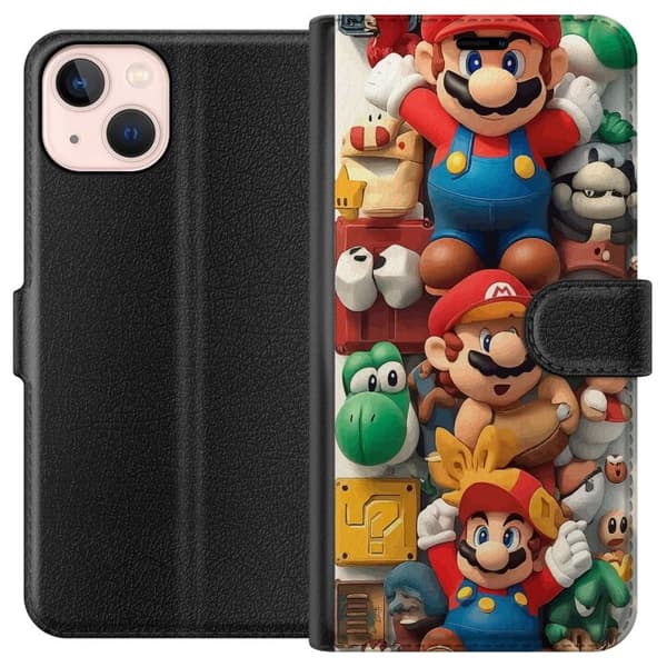 Kompatibelt Lommeboketui til Apple iPhone 13 mini Kollasj av ikoniske Super Mario-karakterer