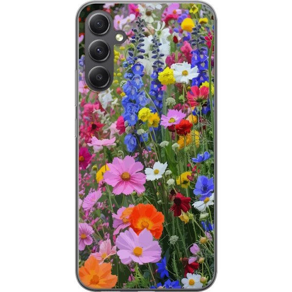 Samsung Galaxy A15 5G Läpinäkyvä kuori Kukkakuvioinen mobiilikuori kesäisellä niityllä ja luontomaisemalla