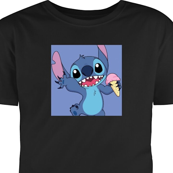 Barn-T-shirt | Bekväm T-shirt för Barn Stitch svart 12-13 År