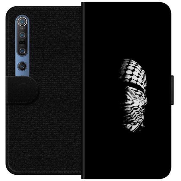 Xiaomi Mi 10 Pro 5G Tegnebogsetui Keffiyeh-mønster - klassisk sort-hvid palæstinensisk tørklæde med kulturel betydning