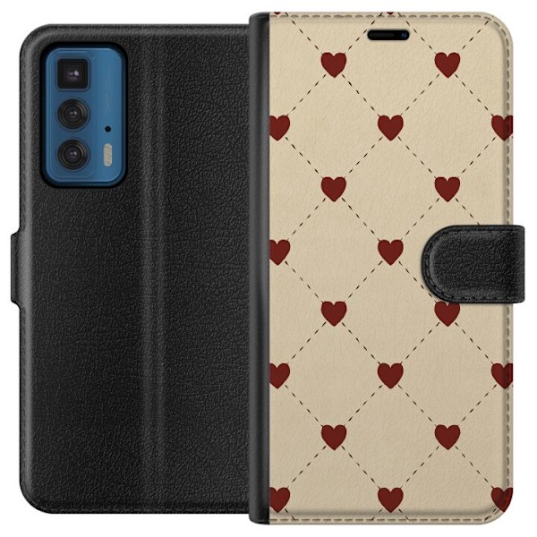 Motorola Edge 20 Pro Lompakkokotelo Sydänverkko
