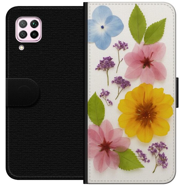 Huawei P40 lite Plånboksfodral Pressade blommor