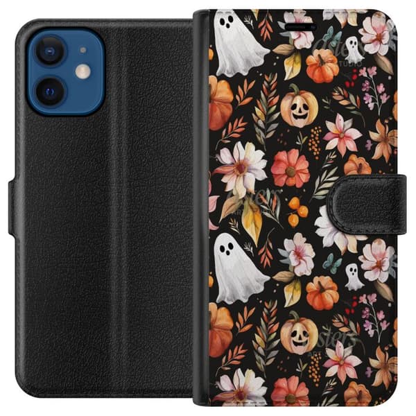 Kompatibelt Plånboksfodral till Apple iPhone 12 mini Halloween Mönster Pumpa Spöke Maskerad
