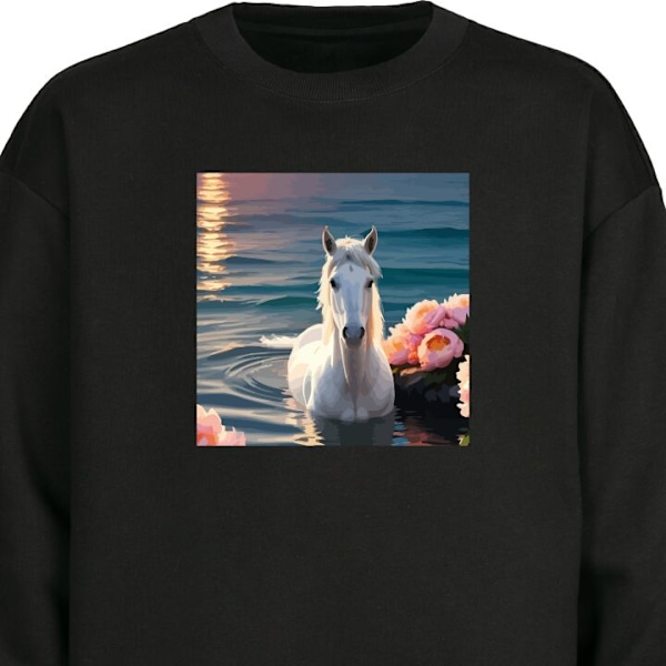 Sweatshirt for Voksen | Klassisk Collegegenser Svimlende hest svart XXL