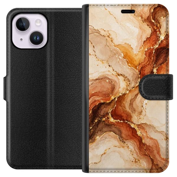 Kompatibelt Plånboksfodral till Apple iPhone 15 Plus Höstagat beige