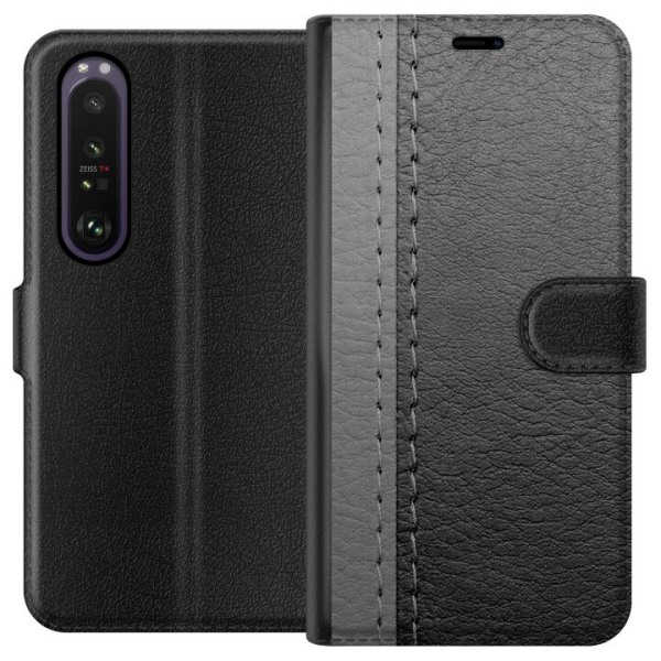 Sony Xperia 1 III Plånboksfodral Black & Grey Leather