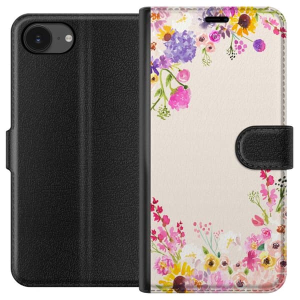 Kompatibel Tegnebogsetui til Apple iPhone 16e Blommig akvarellram