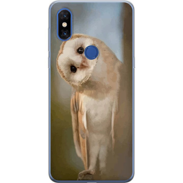 Xiaomi Mi Mix 3 Genomskinligt Skal Uggla Nyfiken Blick Fågelmotiv Skog Natur Grafiskt Design Populärt Motiv Djur Tema Dekoration