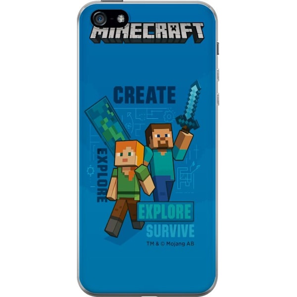 Apple iPhone 5 Läpinäkyvä kuori Minecraft Luolastot