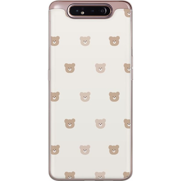 Samsung Galaxy A80 Läpinäkyvä kuori Teddy-tausta - söpöt teddykarhut pehmeällä taustalla