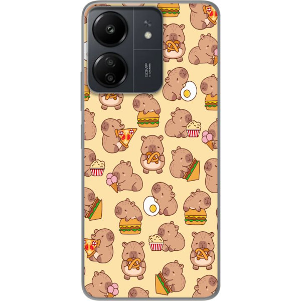 Xiaomi Redmi 13C Läpinäkyvä kuori Kawaii capybara puhelinkotelo useilla söpöillä hahmoilla