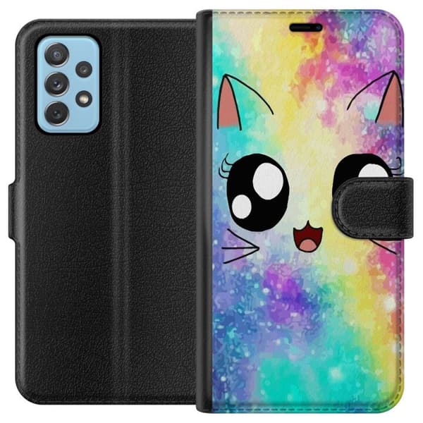 Kompatibelt Plånboksfodral till Samsung Galaxy A52 5G Cute Cat Galaxy