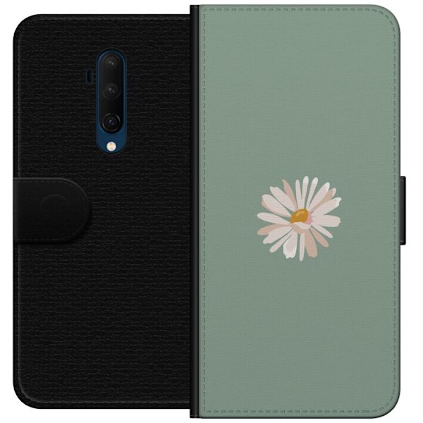 OnePlus 7T Pro Lompakkokotelo Vihreä Minimalikukka - tyylikäs kukka vihreällä taustalla