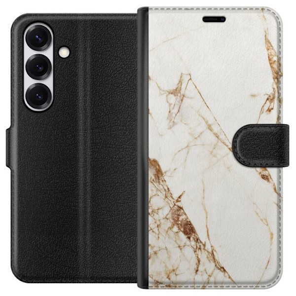 Samsung Galaxy S25 Tegnebogsetui Hvid marmor