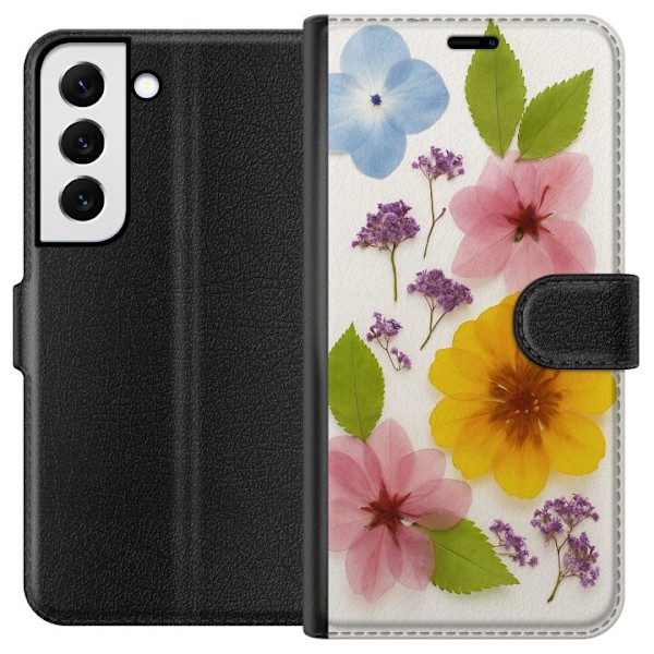 Samsung Galaxy S22+ 5G Tegnebogsetui Pressede blomster