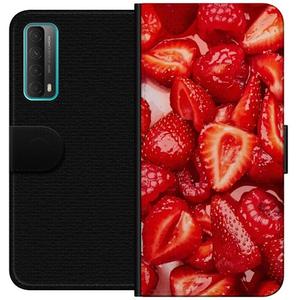 Huawei P smart 2021 Lompakkokotelo Mansikkakuviointi - makea m