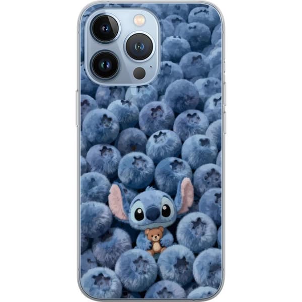 Kompatibelt Mobildeksel til Apple iPhone 13 Pro Søt fluffy blå figur med liten bamse blant myke blåbær blå