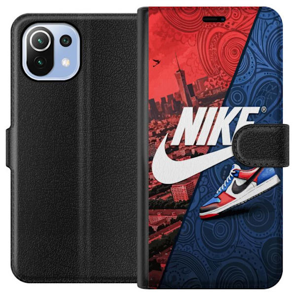 Xiaomi Mi 11 Lite Plånboksfodral Nike Logotyp Röd Blå Sneaker Stil Sport Fashion Populärt Swoosh Motiv Träningskläder Grafisk Ikon