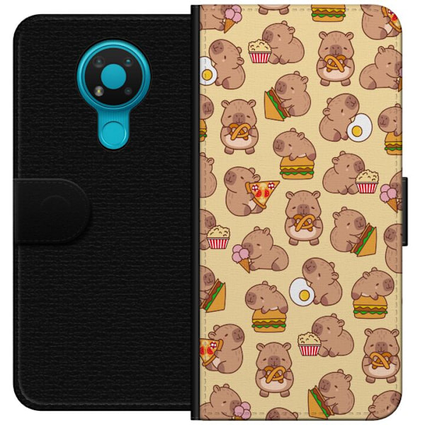 Nokia 3.4 Tegnebogsetui Kawaii capybara mobilcover med flere søde figurer