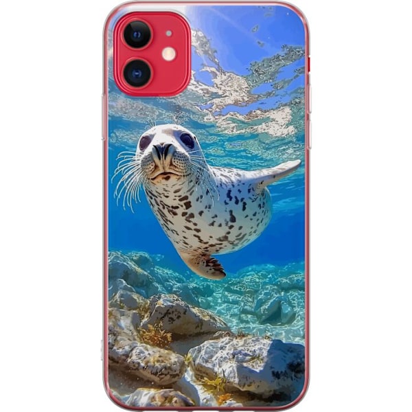 Apple iPhone 11 Gennemsigtig cover Salg Hav Svømning Dyremotiv Natur Vandmotiv Blåt Design Marin Tema Populært Motiv Dyreliv