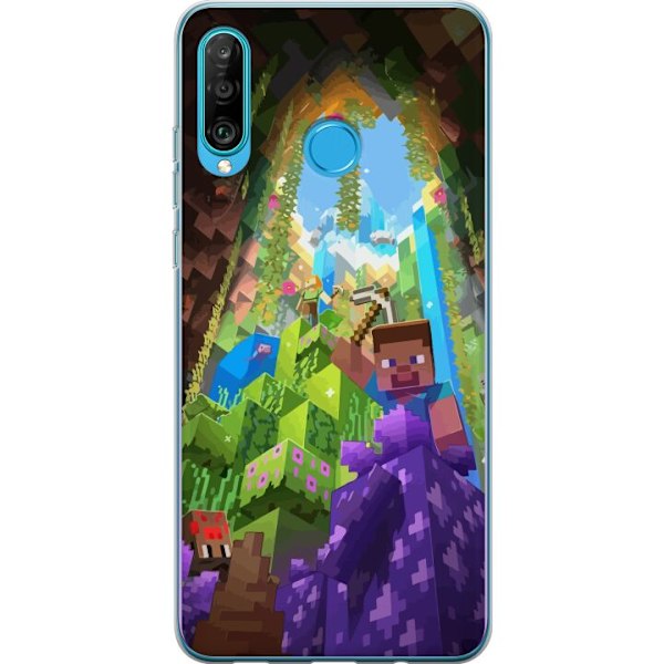 Huawei P30 lite Genomskinligt Skal Minecraft