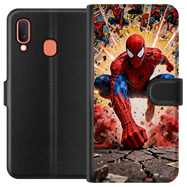 Kompatibelt Lommeboketui til Samsung Galaxy A20e Spider Man action