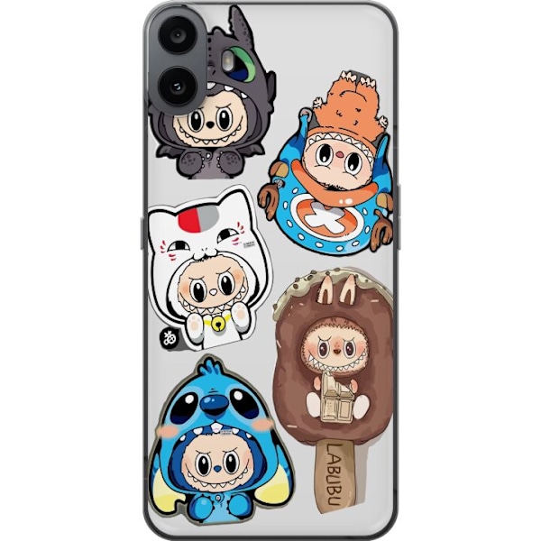 Nothing CMF Phone 1 Gjennomsiktig deksel Labubu figure samling - Pop Mart Labubu The Monsters i fargerik design