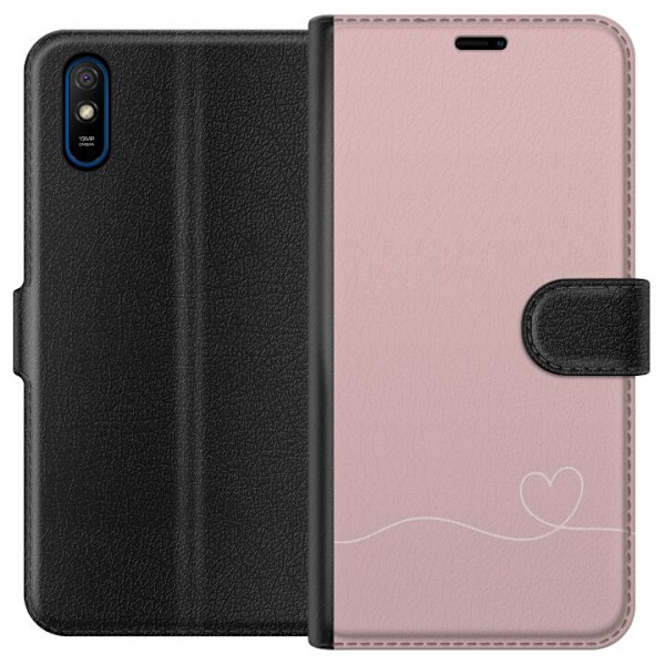 Xiaomi Redmi 9A Plånboksfodral Rosa Hjärna Design