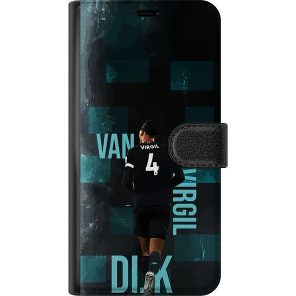 Kompatibel Tegnebogsetui til Apple iPhone 11 Pro Max Virgil van Dijk med nummer 4 - fodboldmotiv i sort og turkis sort