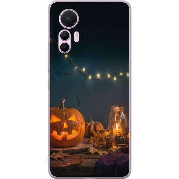 Kompatibelt Mobildeksel til Xiaomi 12 Lite Lysende halloween-gresskar omgitt av levende lys og høstløv oransje