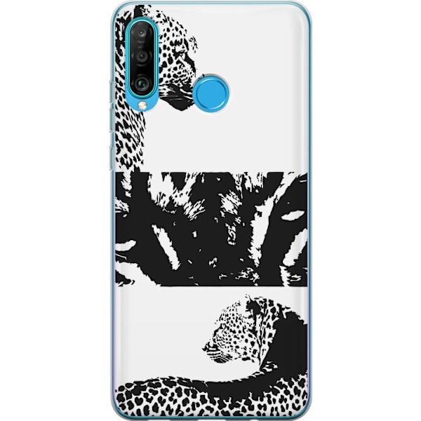 Huawei P30 lite Gennemsigtig cover Leopard Faces