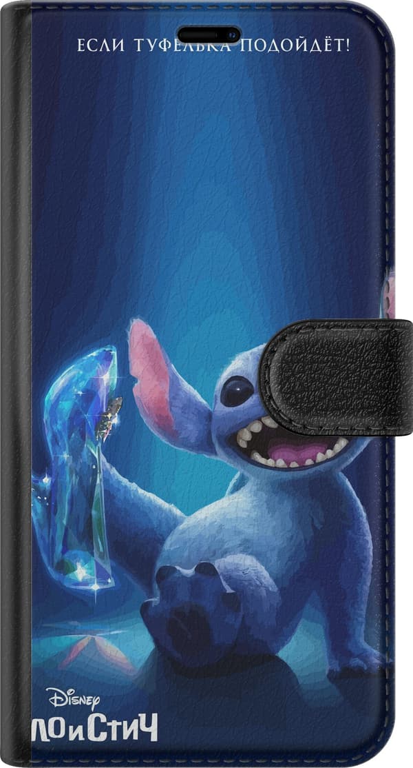 Kompatibelt Plånboksfodral till Apple iPhone 7 Plus Blå rymdfigur med en lysande blå högklackad sko på mörkblå bakgrund blå