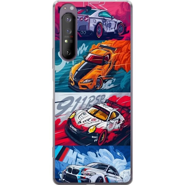 Sony Xperia 1 II Läpinäkyvä kuori Nopeat Autot - Piirretty