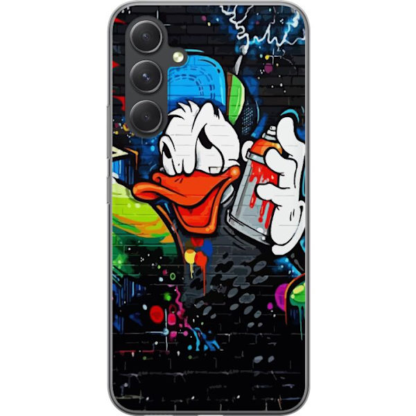 Samsung Galaxy S24+ Genomskinligt Skal Kalle Anka Graffiti Disney Design Roligt Barn Motiv Färg Grafisk Populär Serie Ikonisk Disneyfigur