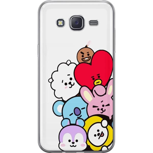 Kompatibelt Mobildeksel til Samsung Galaxy J5 BT21-karakterer sammen i en søt minimalistisk illustrasjon hvit